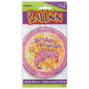 Unique Party 18 Inch Pink Birthday Princess Round Foil Balloon Purple (One Size)