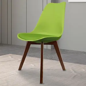 Soho Green Plastic Dining Chair with Squared Dark Wood Legs