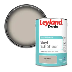 Leyland Trade Vinyl Soft Sheen Walls & Ceilings Emulsion Paint Great Gray (PPG15-28) - 5L