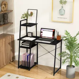 COSTWAY Home Office Desk Computer Desk PC Laptop Table w/ Bookshelf & Host Stand