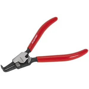 180mm Bent Nose External Circlip Pliers - Spring Loaded Jaws - Non-Slip Tips