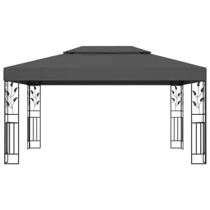 Berkfield Gazebo with Double Roof&LED String Lights 3x4m Anthracite