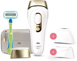 Braun Ipl Silk-Expert Pro 5, At Home Hair Removal Device With Pouch, White/Gold, Pl5257