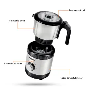 Geepas 450W Coffee Grinder Food Processor Electric Wet & Dry Grinder Coffee Mill