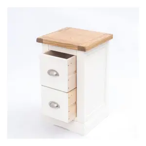 Cosenza 2 Drawer Petite Bedside Table Chrome Cup Handle