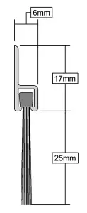 Stormguard Door Draught Brush Strip Excluder 838mm Long Metal Silver