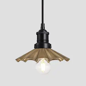 Industville Brooklyn Umbrella Pendant, 8 Inch, Brass, Black Holder