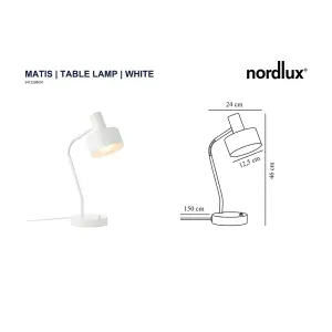 Nordlux Matis Indoor Living Dining Bedroom Table Lamp In White (Diam) 12.5cm