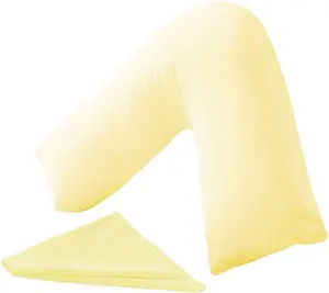 Orthopaedic V-Shaped Pillow Extra Cushioning Support For Head, Neck & Back Lemon, V-Pillow With Cover