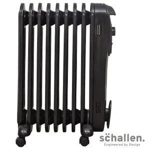 Schallen Oil Filled Radiator 2000W 9 Fin Portable Heater with Thermostat - BLACK