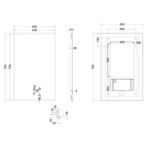 Rio Brushed Gold  Framed Backlit LED Bathroom Mirror with Dual Light (W)45cm (H)72cm