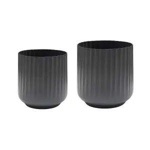 Hudson Slate Corrugated Planters Set of Two H37cm D37cm