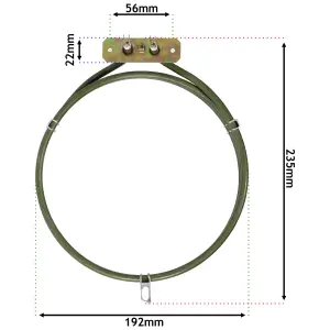 SPARES2GO 3 Turn Heater Element compatible with Candy Fan Oven Cooker (2500W, 230v)