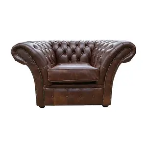 Chesterfield Club Chair New England Texas Brown Leather In Balmoral Style