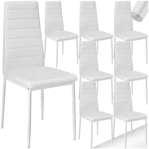 Dining Chairs - high backrest, padded, synthetic leather  - white