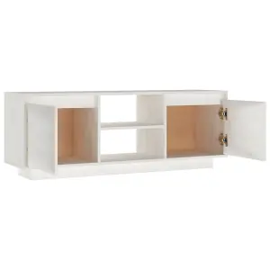 Berkfield TV Cabinet White 110x30x40 cm Solid Pinewood