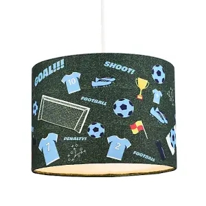 Sky Blue Themed Football Cotton Fabric Lamp Shade with Grass Background