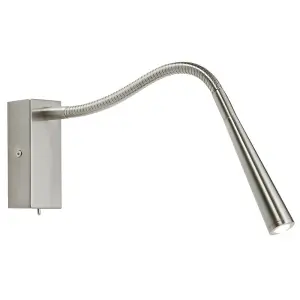 Adjustable LED Wall Light Warm White Brushed Chrome Flexible Bedside Task Lamp