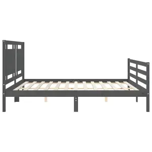 Berkfield Bed Frame with Headboard Grey 200x200 cm Solid Wood