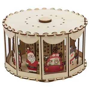 URBNLIVING 20cm Width 6 LED Christmas Lamp Carousel Spinning Festive Scene Santa Decor Ornament