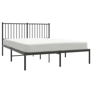 Berkfield Metal Bed Frame with Headboard Black 140x190 cm