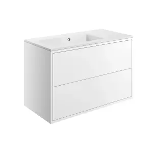 Grasmere Matt White Wall-mounted Vanity unit & basin set (W)900mm (H)600mm