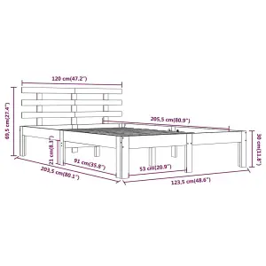 Berkfield Bed Frame White Solid Wood 120x200 cm