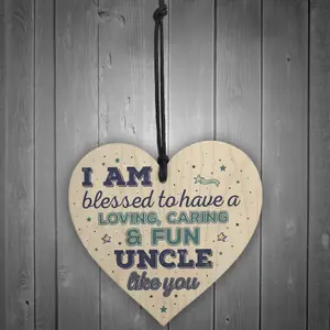 Red Ocean Uncle Gifts Birthday Friendship Family Sign Wooden Heart Hanging Plaque Keepsake Thank You Sign