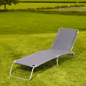 Charles Bentley Odyssey Folding Sun Lounger Grey