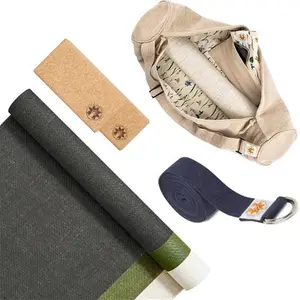 Eco Friendly Beginner Yoga Set With Non Slip Yoga Mat Made From Sustainably Harvested Natural Tree Rubber & Jute