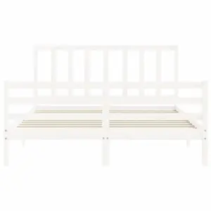 Berkfield Bed Frame with Headboard White 160x200 cm Solid Wood