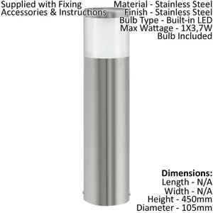 IP44 Outdoor Pedestal Light Stainless Steel 3.7W Built in LED Wall Post Lamp