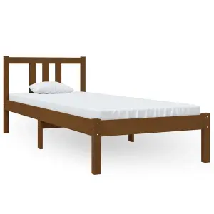 Berkfield Bed Frame Honey Brown Solid Wood 75x190 cm Small Single