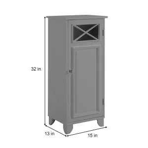 Teamson Home Free Standing Bathroom Cabinet with 1 Door and 2 Shelves, Bathroom Storage, Grey