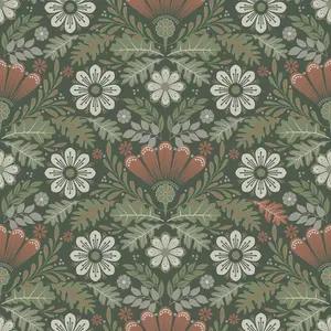 Galerie Sommarang 2 Green Klockrike Floral Wallpaper Roll