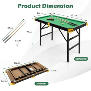 Costway 4FT Folding Billiards Table Portable Pool Game Table Set with 2 Cues 16 Balls