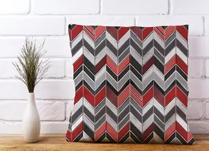 Red Grey Geometric Pattern Cushions 45cm x 45cm