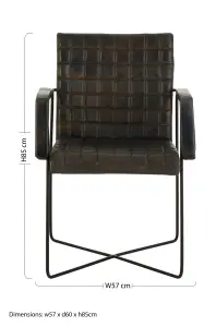 Buffalo Iron And Grey Leather Weave Chair