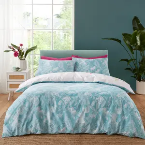 Aruba Tropical Floral Reversible Duvet Cover Set Double - 2 Standard Pillowcases