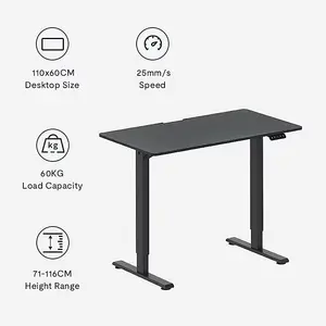 FlexiSpot Adjustable Standing Desk White Frame Including 110x60cm Maple Desktop