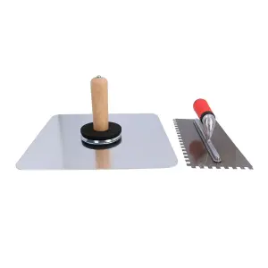 Aluminium Plasterers Plastering Hawks Board + 8mm Square Notched Float Trowel