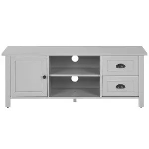 Beliani Traditional TV Stand Light Grey HONOLULU