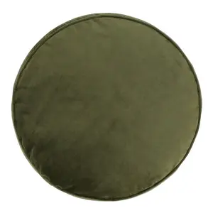 icon Gavrilovic Large Velvet Pouffe Ottoman Olive Green