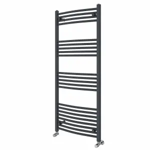 Right Radiators 1400x600 mm Curved Heated Towel Rail Radiator Bathroom Ladder Warmer Anthracite