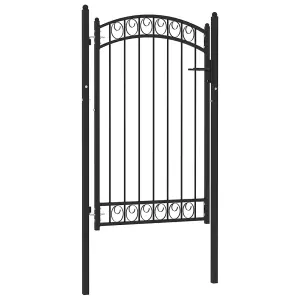 Berkfield Fence Gate with Arched Top Steel 100x150 cm Black