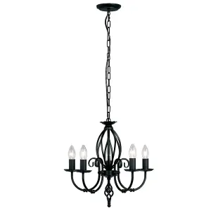 Elstead Artisan 5 Light Chandelier Black Finish, E14