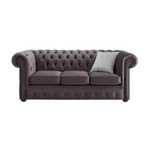 Chesterfield 3 Seater Malta Lavender Purple Velvet Fabric Sofa In Classic Style