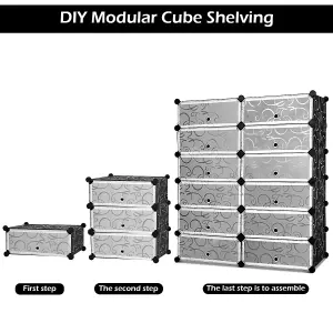 Costway 24 Pairs Portable Shoe Shelves 12-Cube Shoe Storage Cabinet with Removable Shelf