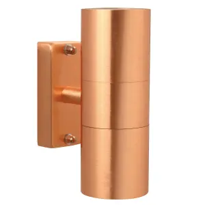 Nordlux Tin Double Outdoor Patio Terrace Garden Wall Light In Copper (Height) 17cm