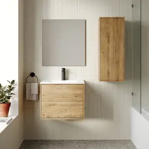 Banyetti Venti 600mm Wall Hung Vanity Unit with Basin - Ostippo Oak